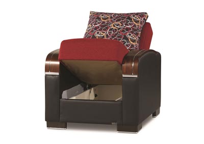 Mobimax Red Polyester Arm Chair,Ottomanson (Previously Casamode)